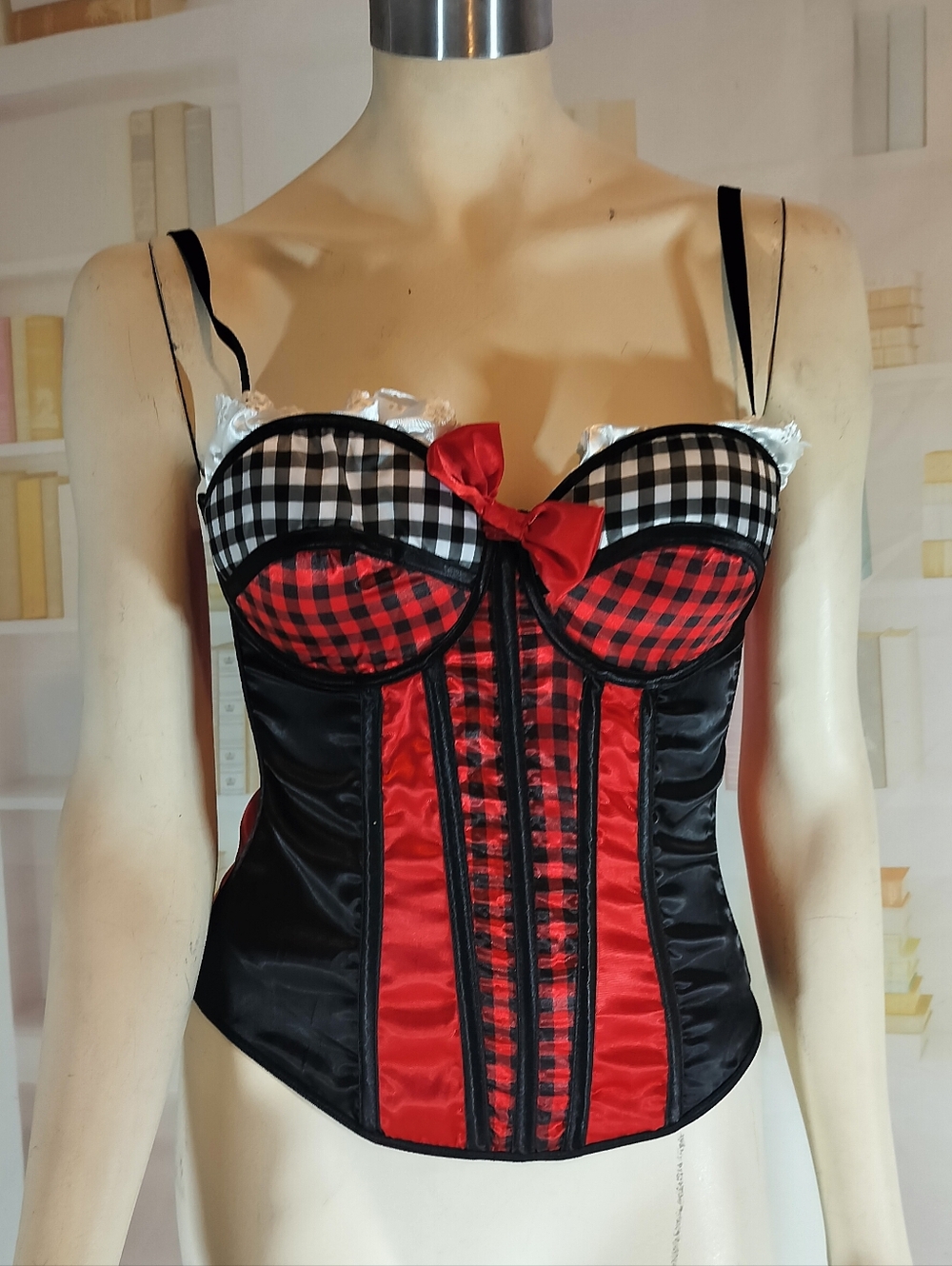 Amscan Red & Black Gingham Bustier Corset